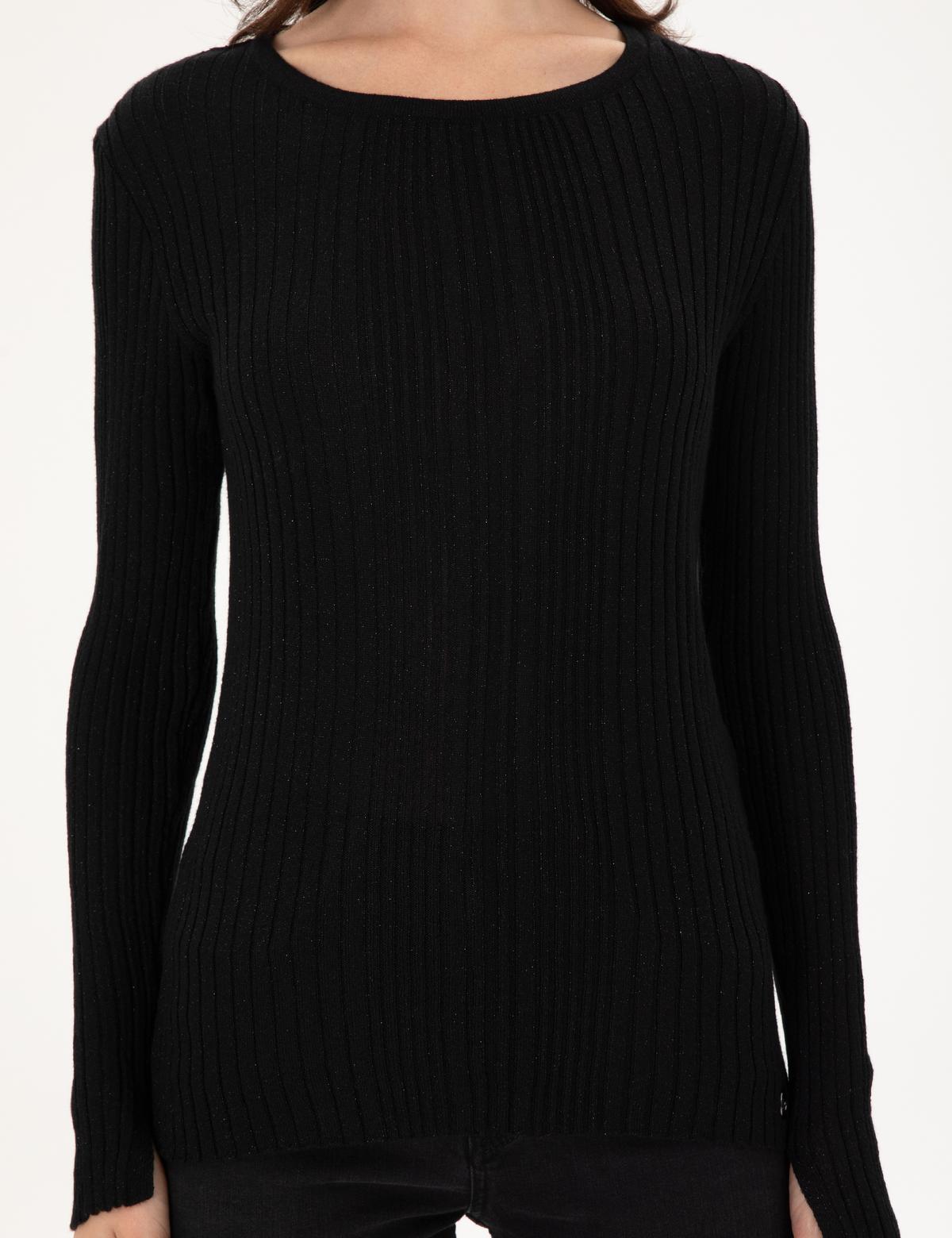 Siyah Slim Fit Kazak - 50290558003