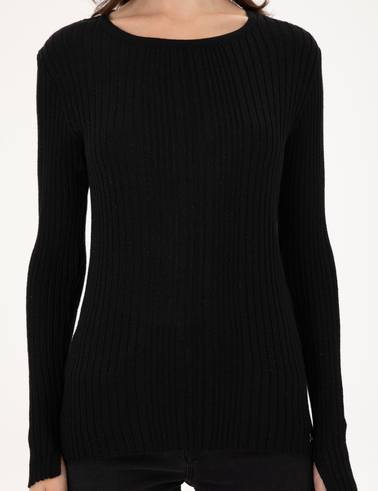 Siyah Slim Fit Kazak