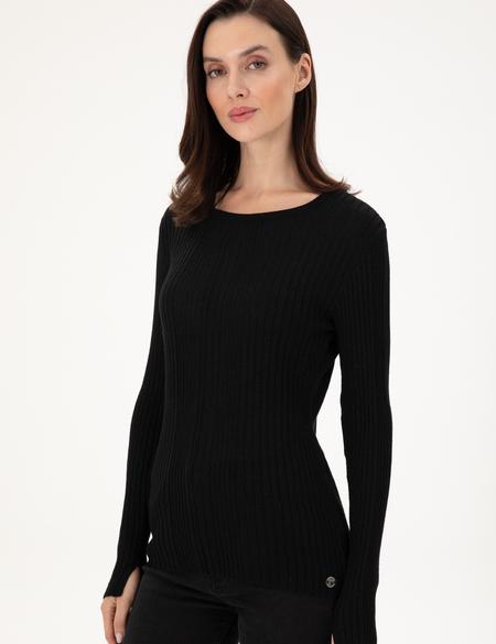 Siyah Slim Fit Kazak - 50290558003