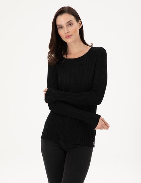 Siyah Slim Fit Kazak - 50290558003