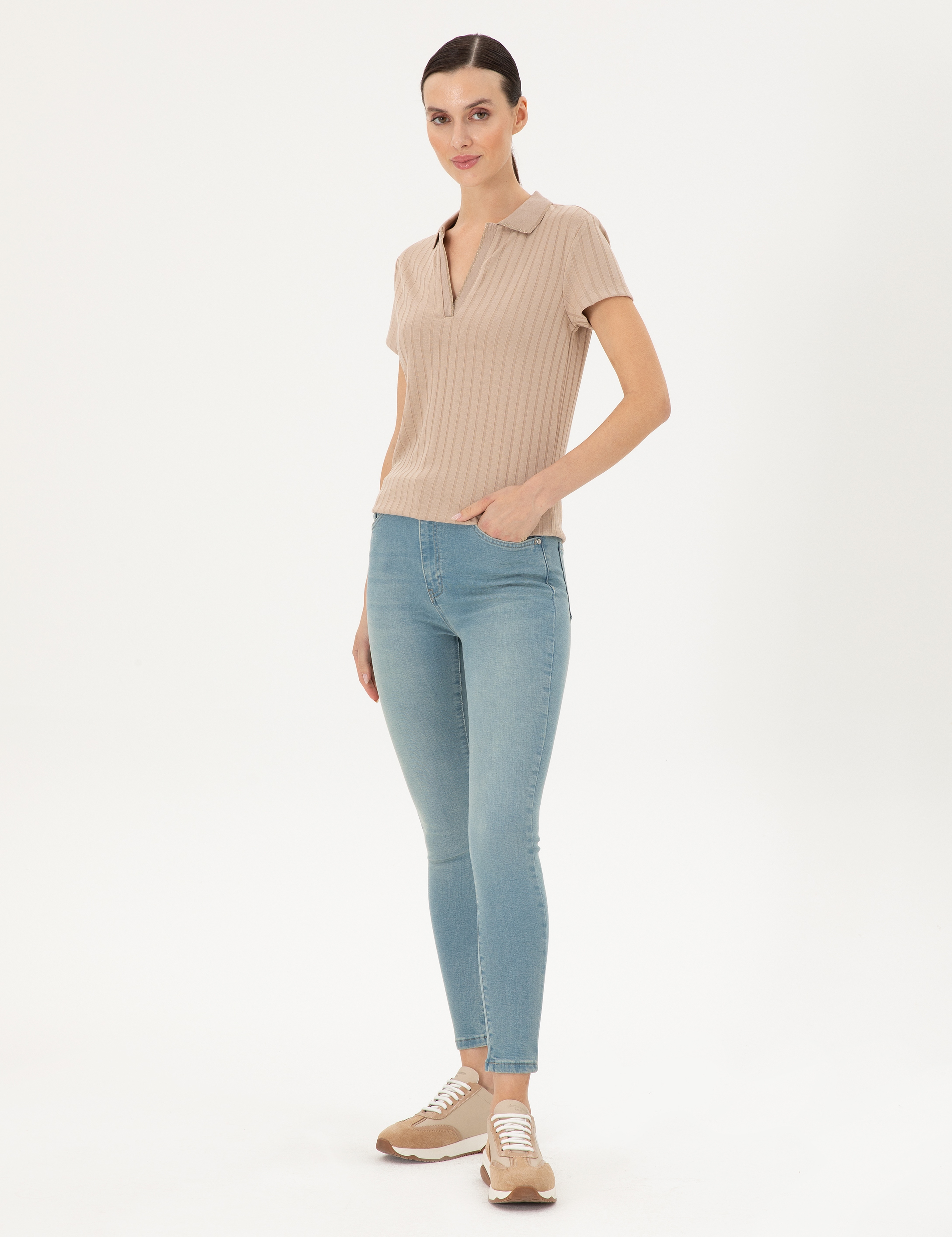 Açık Mavi Skinny Fit Jean Pantolon - Image 3
