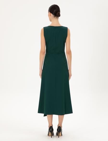 Koyu Yeşil Regular Fit Dokuma Elbise - 50296887004