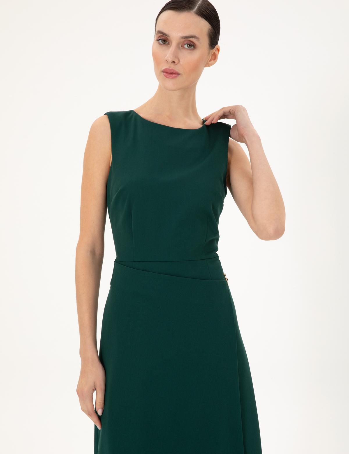 Koyu Yeşil Regular Fit Dokuma Elbise - 50296887004