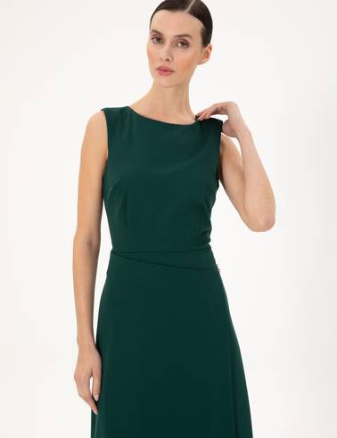 Koyu Yeşil Regular Fit Dokuma Elbise