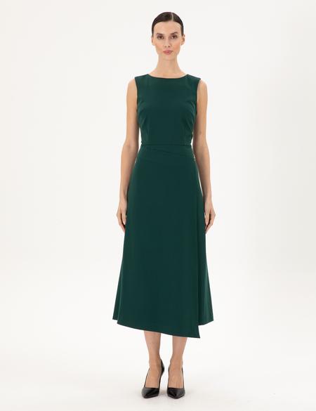 Koyu Yeşil Regular Fit Dokuma Elbise - 50296887004