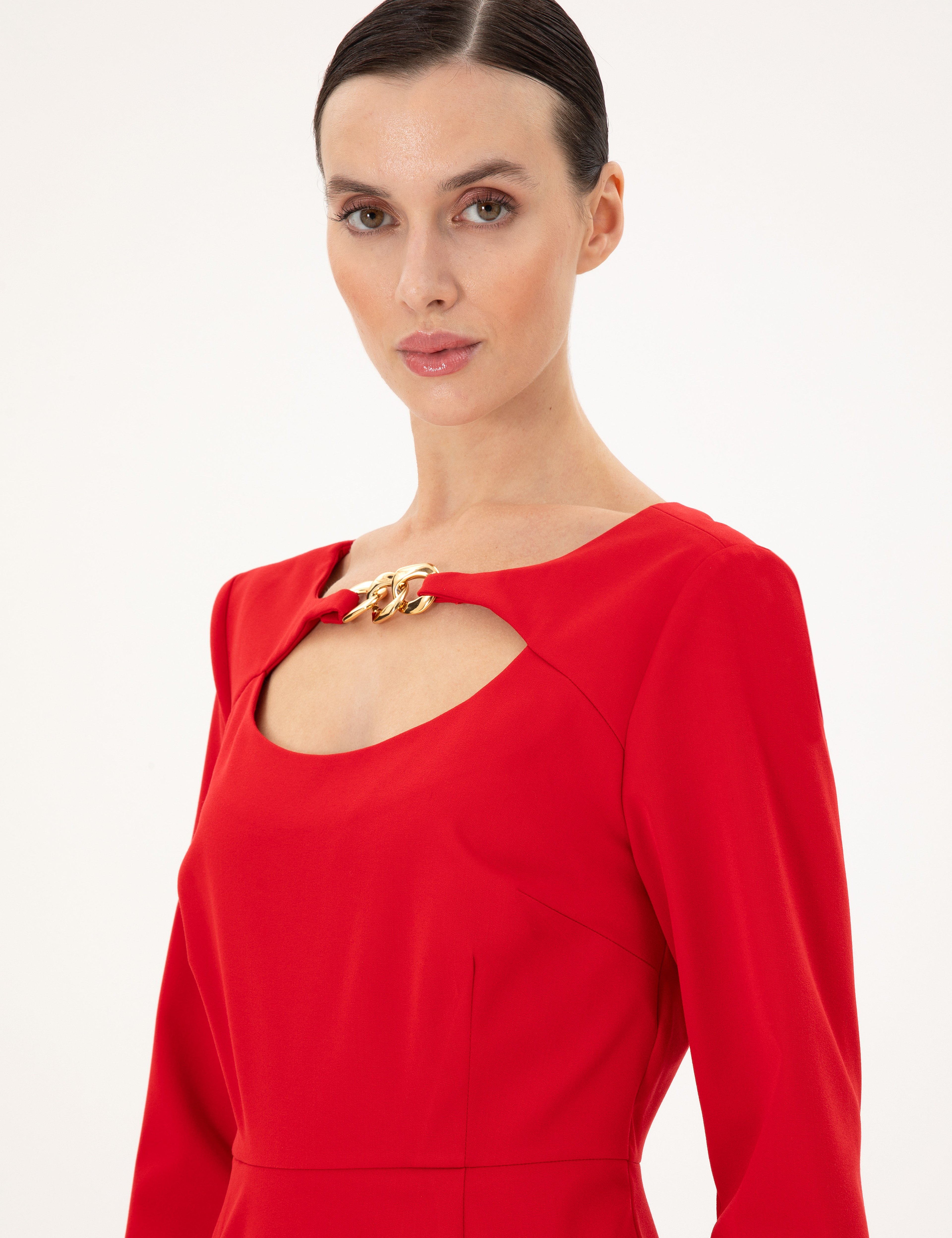 Kırmızı Regular Fit Dokuma Elbise