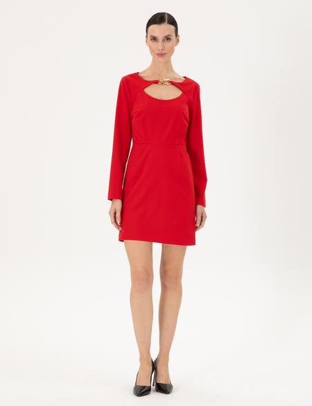 Kırmızı Regular Fit Dokuma Elbise - 50292372005