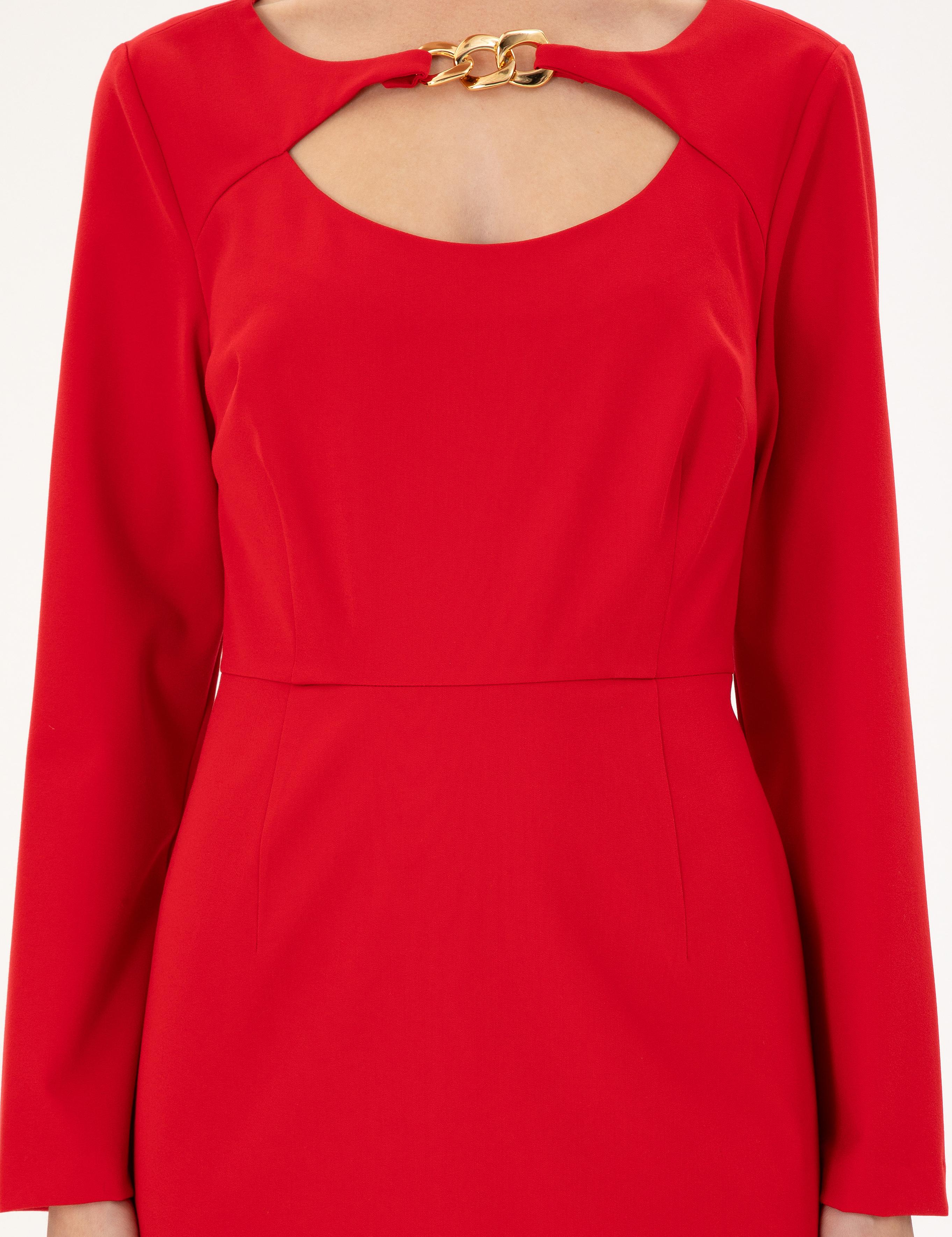 Kırmızı Regular Fit Dokuma Elbise