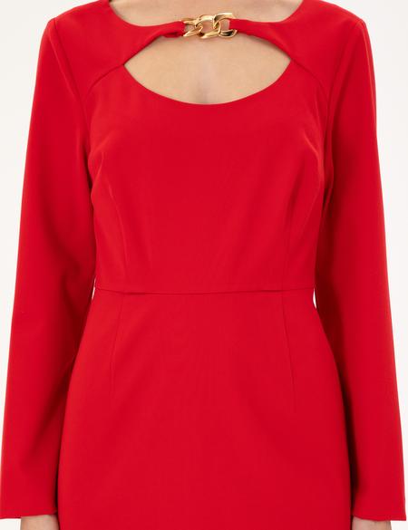 Kırmızı Regular Fit Dokuma Elbise - 50292372005