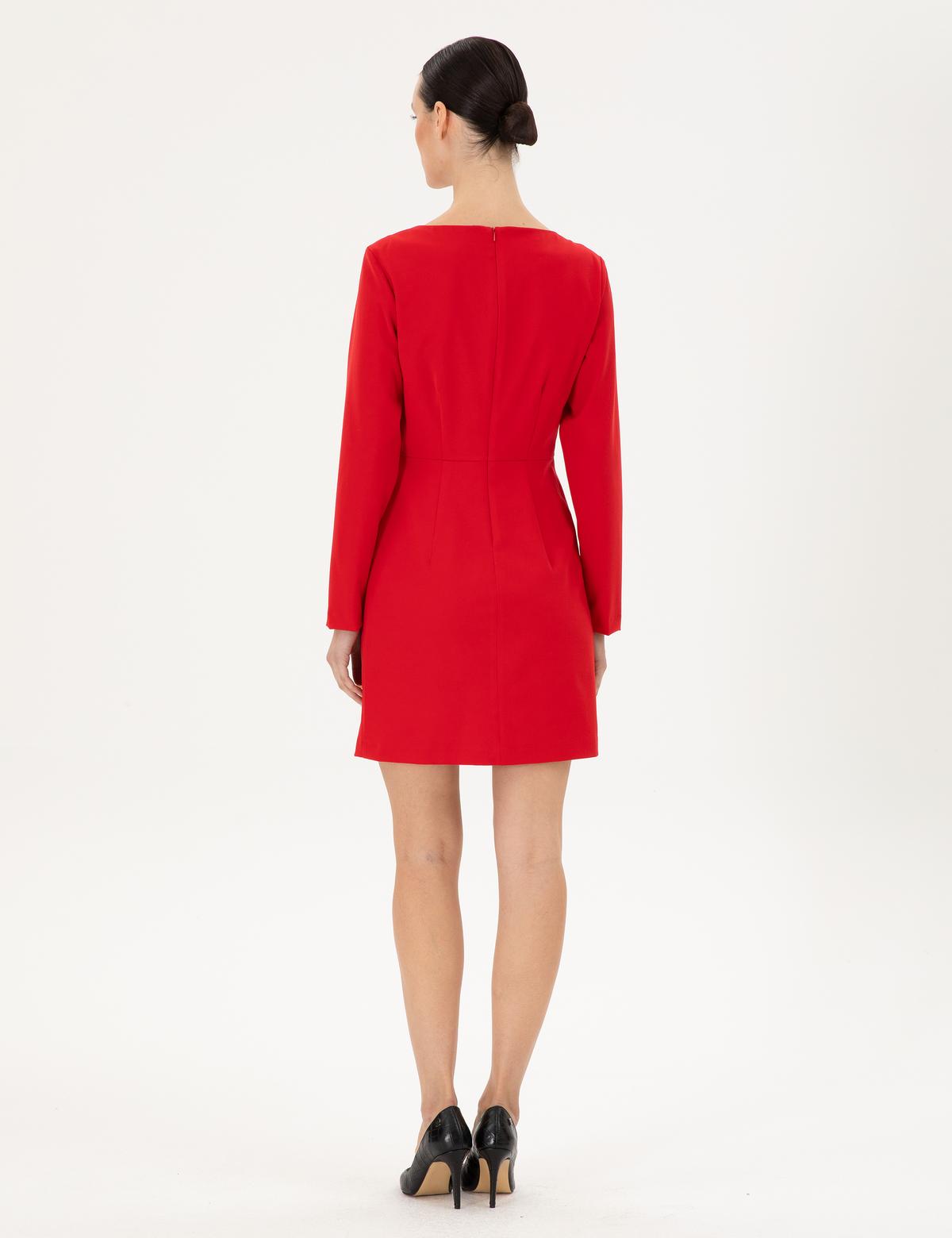 Kırmızı Regular Fit Dokuma Elbise - 50292372005