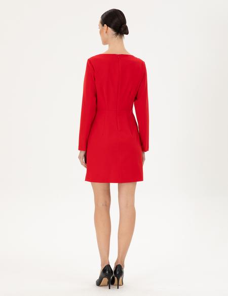 Kırmızı Regular Fit Dokuma Elbise - 50292372005