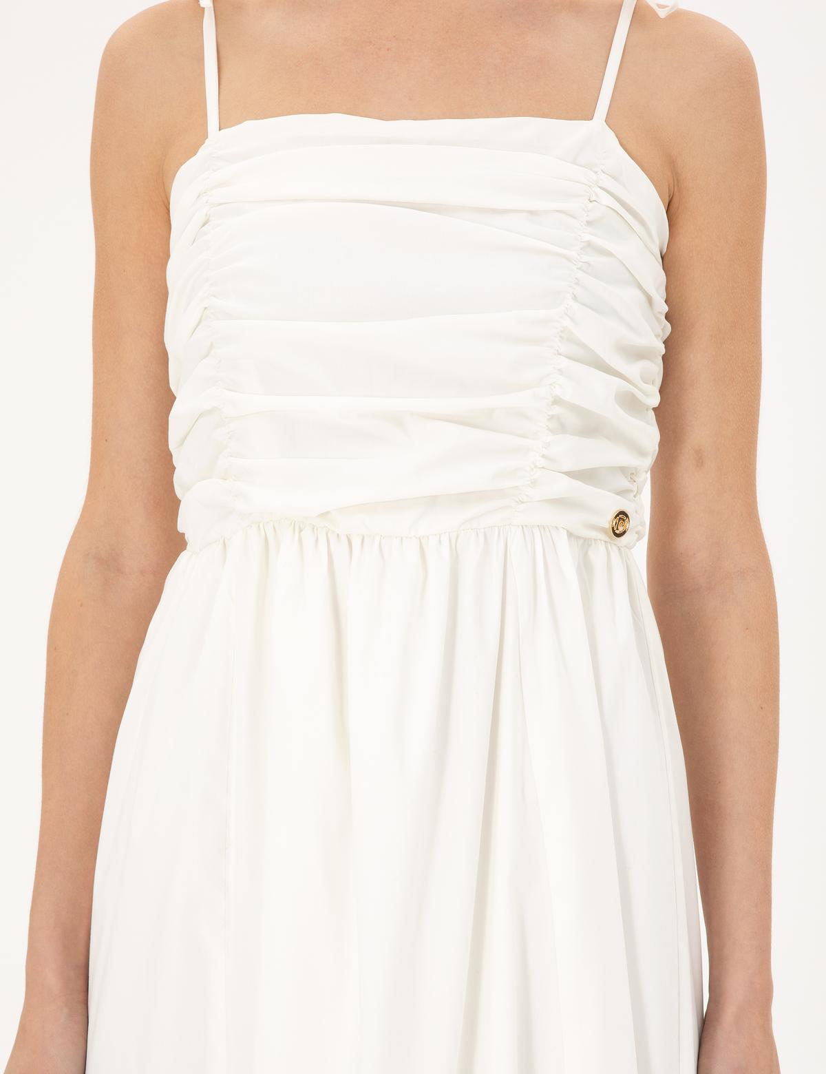 Beyaz Regular Fit Dokuma Elbise - 50283474004