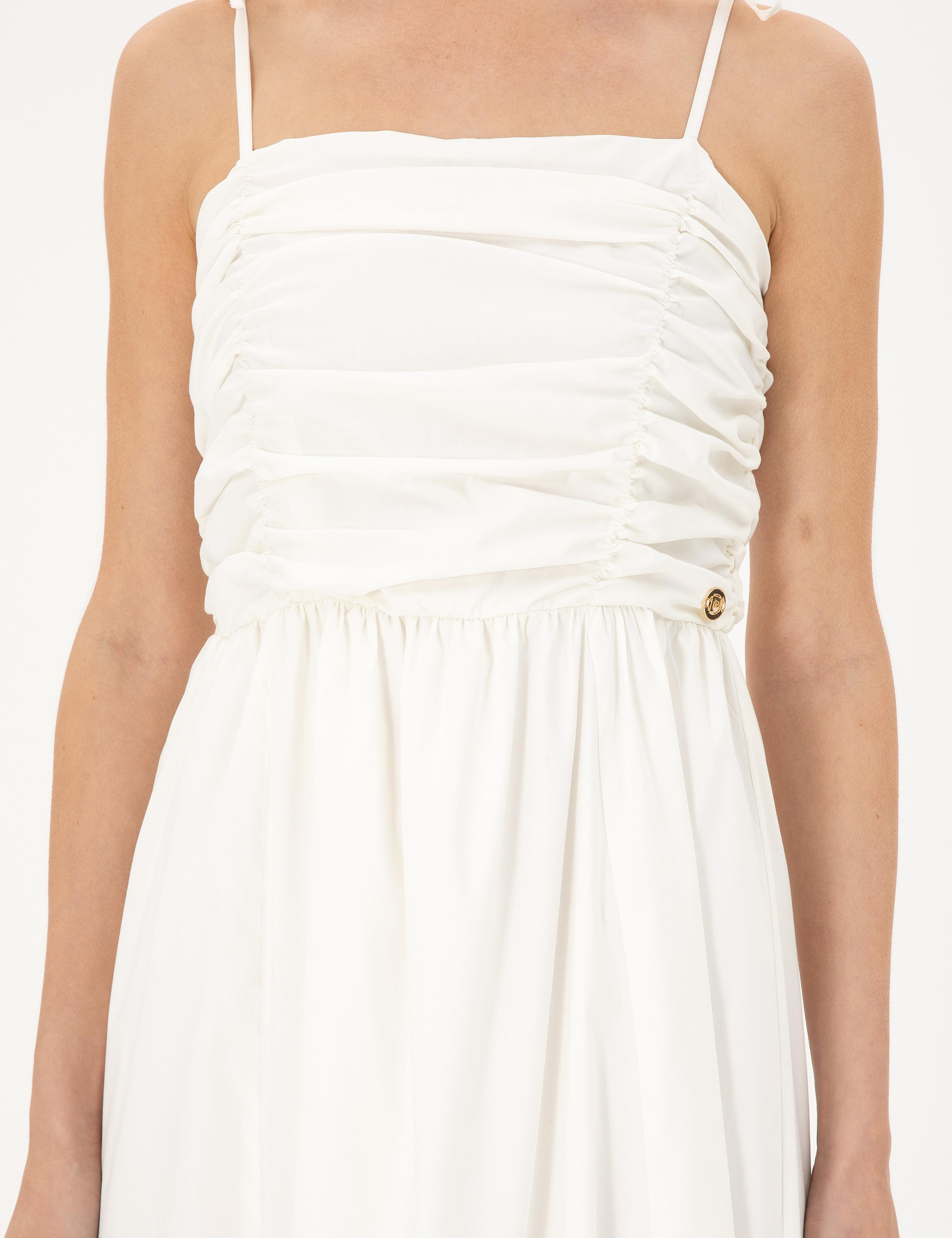 Beyaz Regular Fit Dokuma Elbise