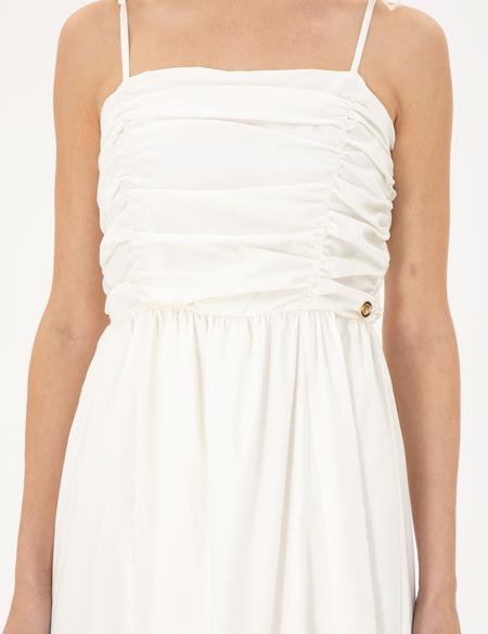 Beyaz Regular Fit Dokuma Elbise - 50283474004