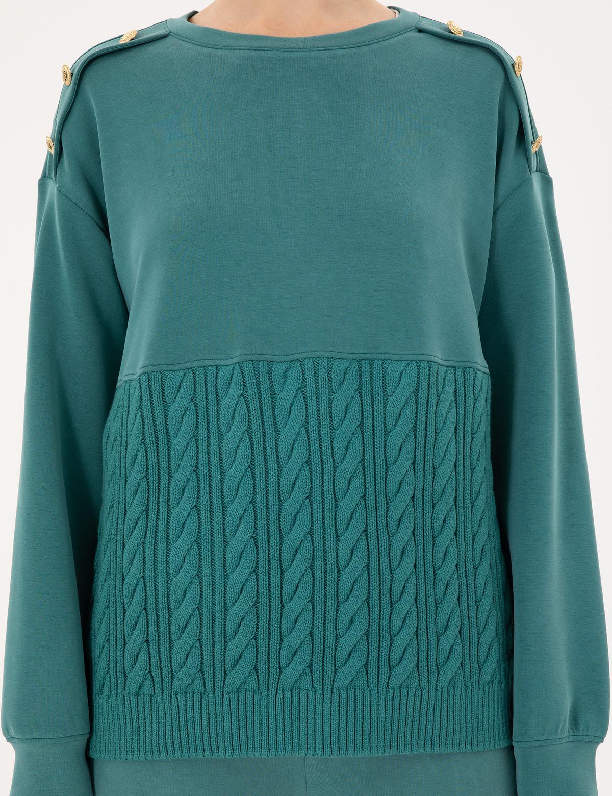 Koyu Yeşil Regular Fit Modal Kumaş Sweatshirt - 50290933011