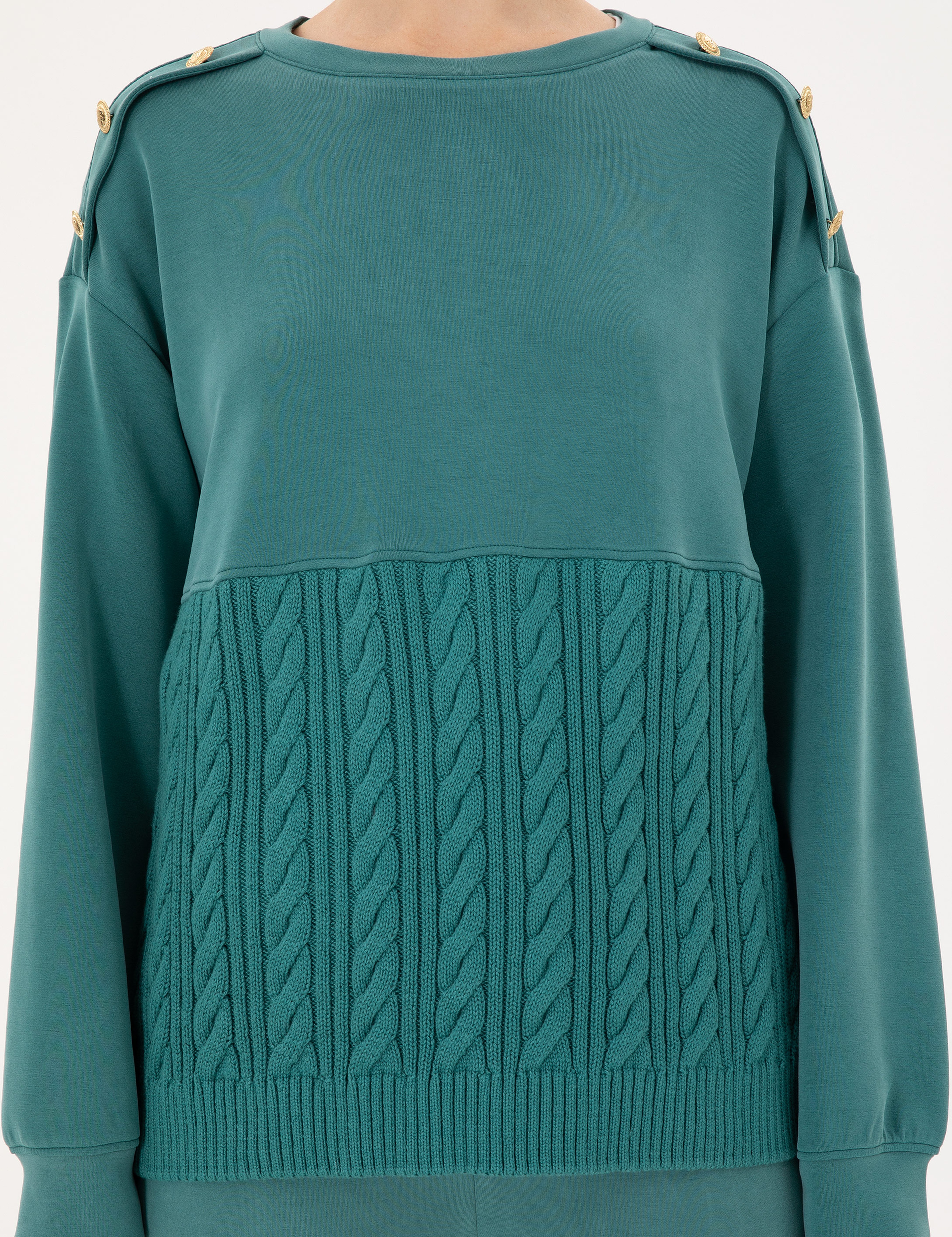 Koyu Yeşil Regular Fit Modal Kumaş Sweatshirt - Image 6