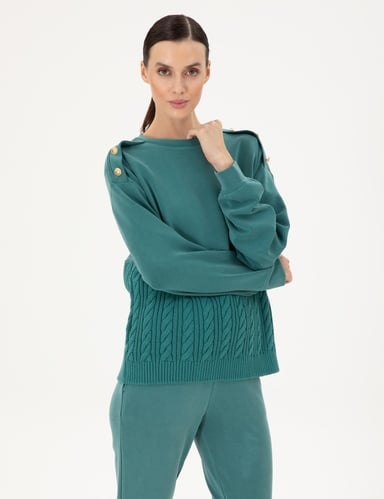 Koyu Yeşil Regular Fit Modal Kumaş Sweatshirt