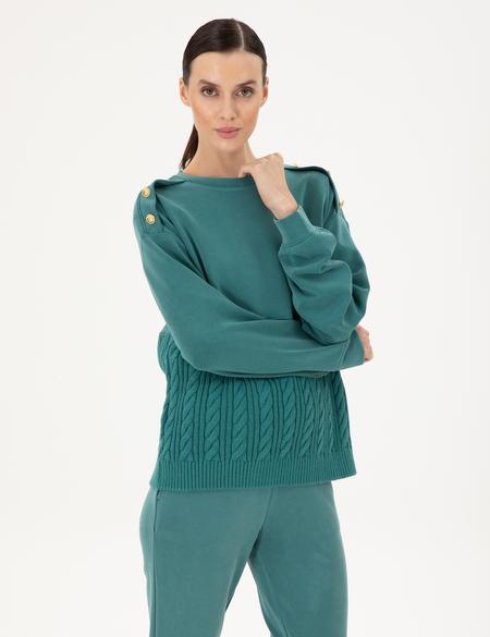 Koyu Yeşil Regular Fit Modal Kumaş Sweatshirt - 50290933011