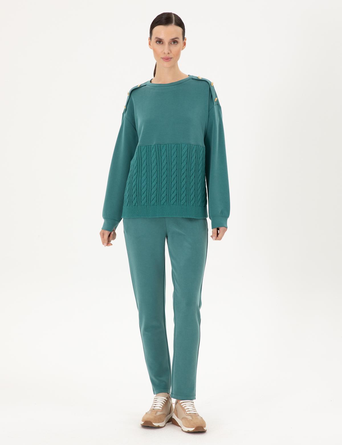 Koyu Yeşil Regular Fit Modal Kumaş Sweatshirt - 50290933011