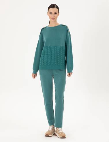Koyu Yeşil Regular Fit Modal Kumaş Sweatshirt