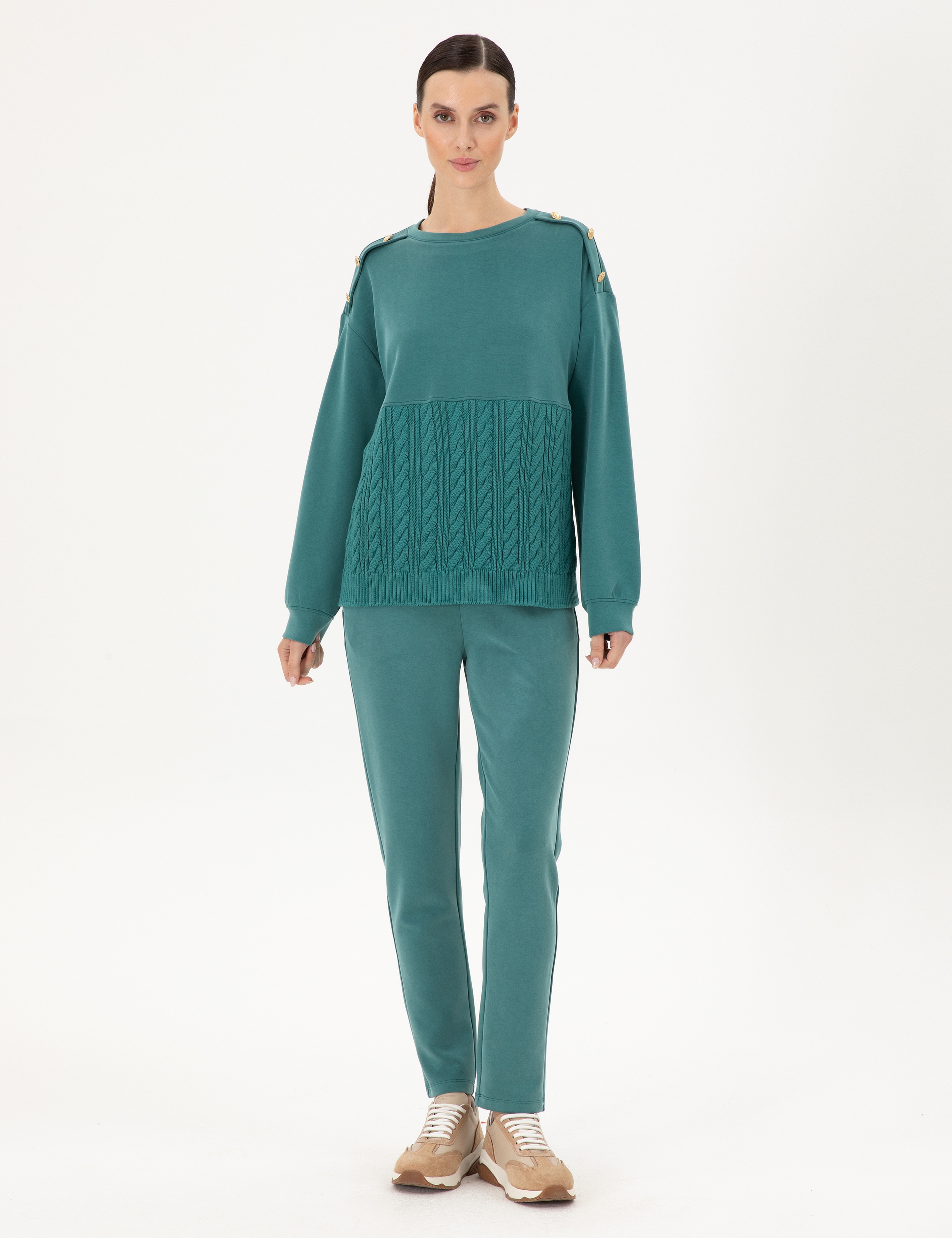 Koyu Yeşil Regular Fit Modal Kumaş Sweatshirt