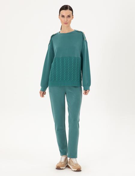 Koyu Yeşil Regular Fit Modal Kumaş Sweatshirt - 50290933011