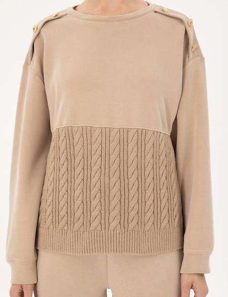 Bej Regular Fit Modal Kumaş Sweatshirt - 50290933004