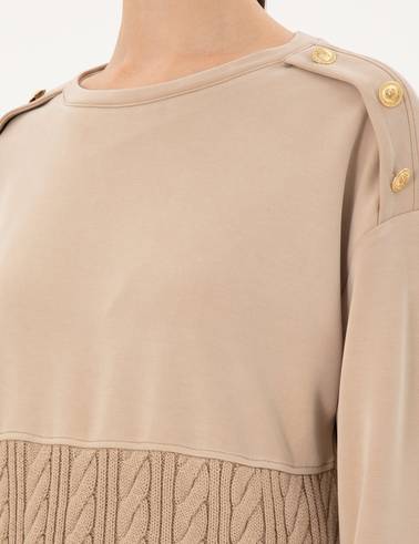 Bej Regular Fit Modal Kumaş Sweatshirt