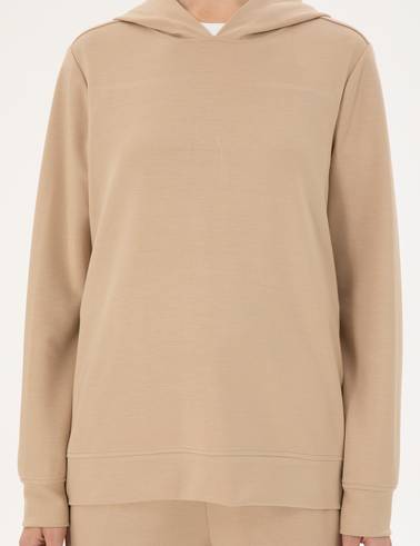 Bej Oversize Modal Kumaş Sweatshirt