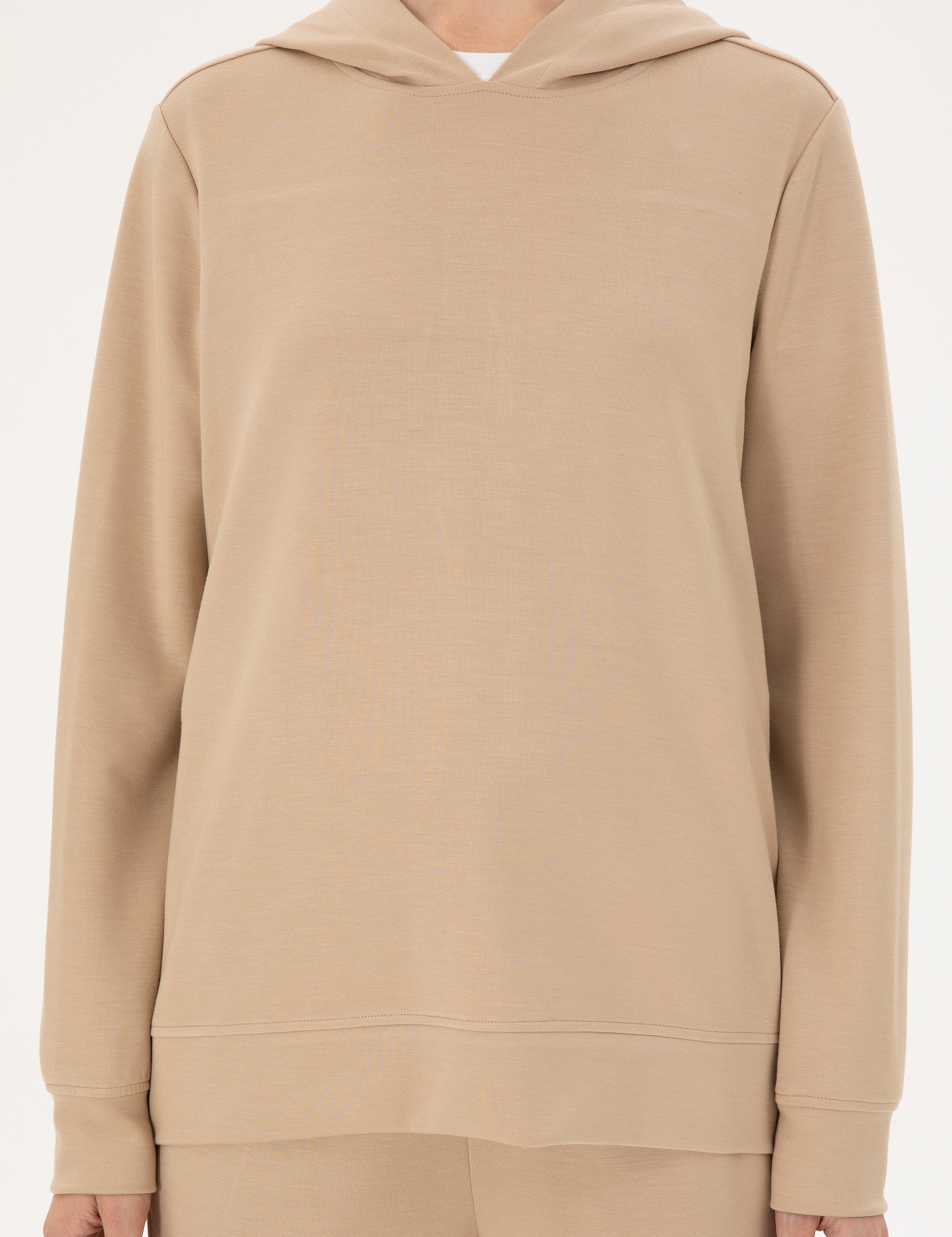 Bej Oversize Modal Kumaş Sweatshirt - Image 6