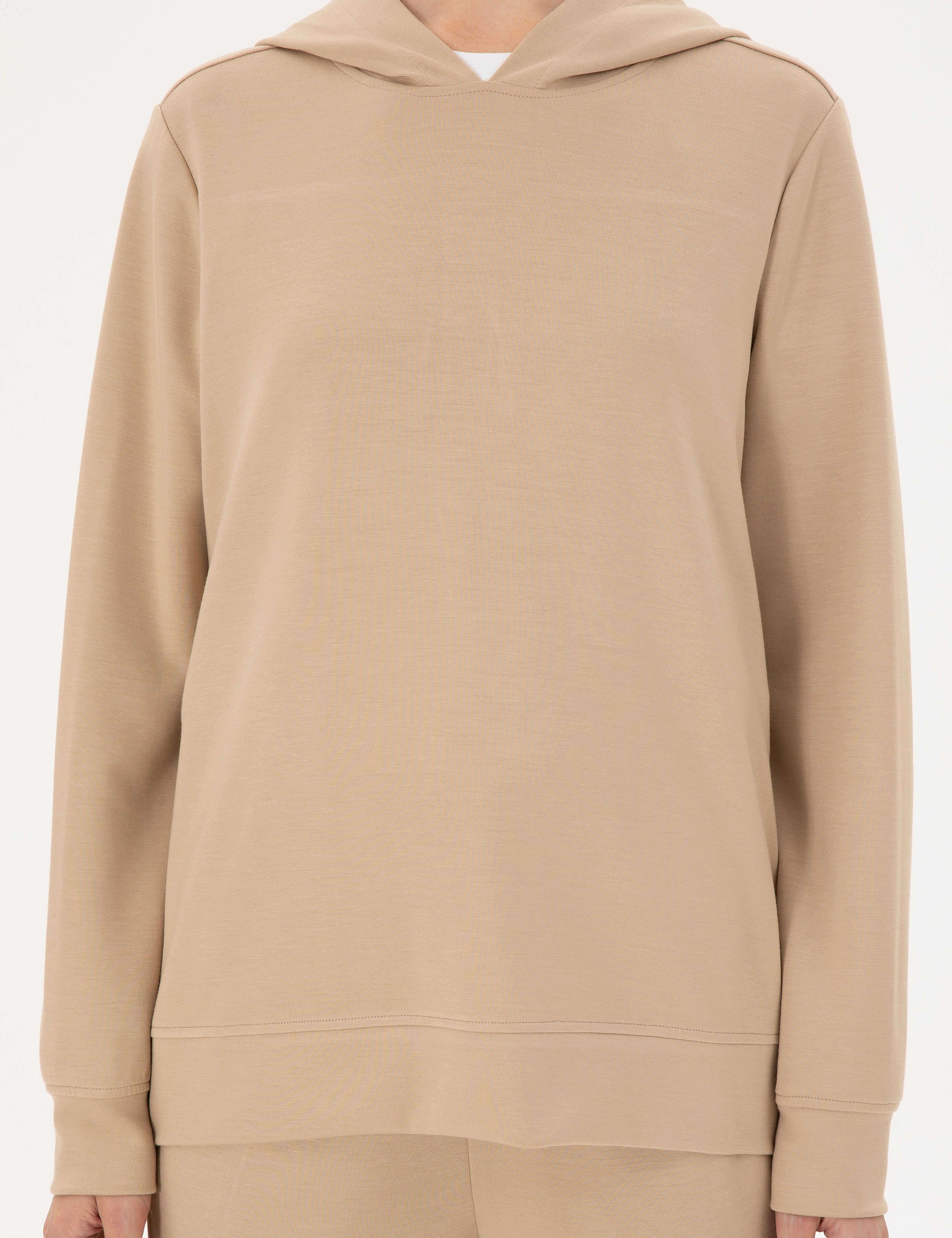 Bej Oversize Modal Kumaş Sweatshirt