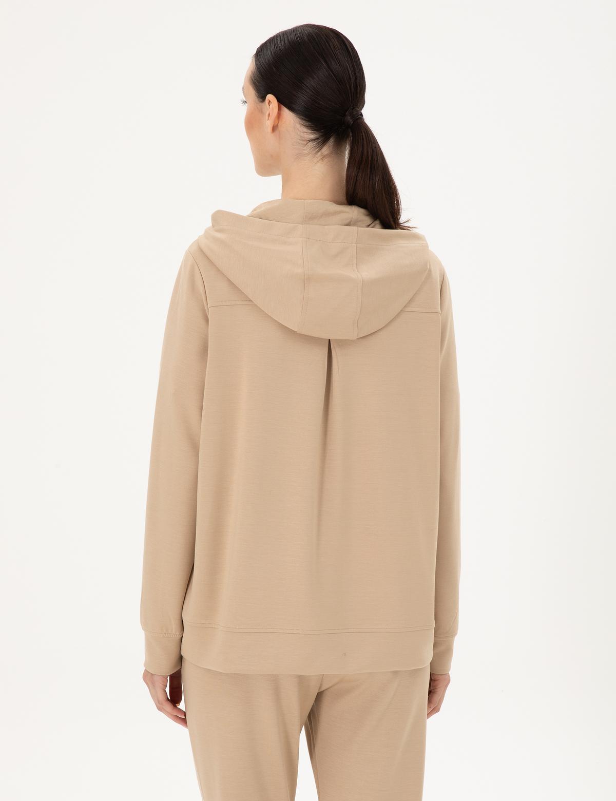Bej Oversize Modal Kumaş Sweatshirt - 50300845004