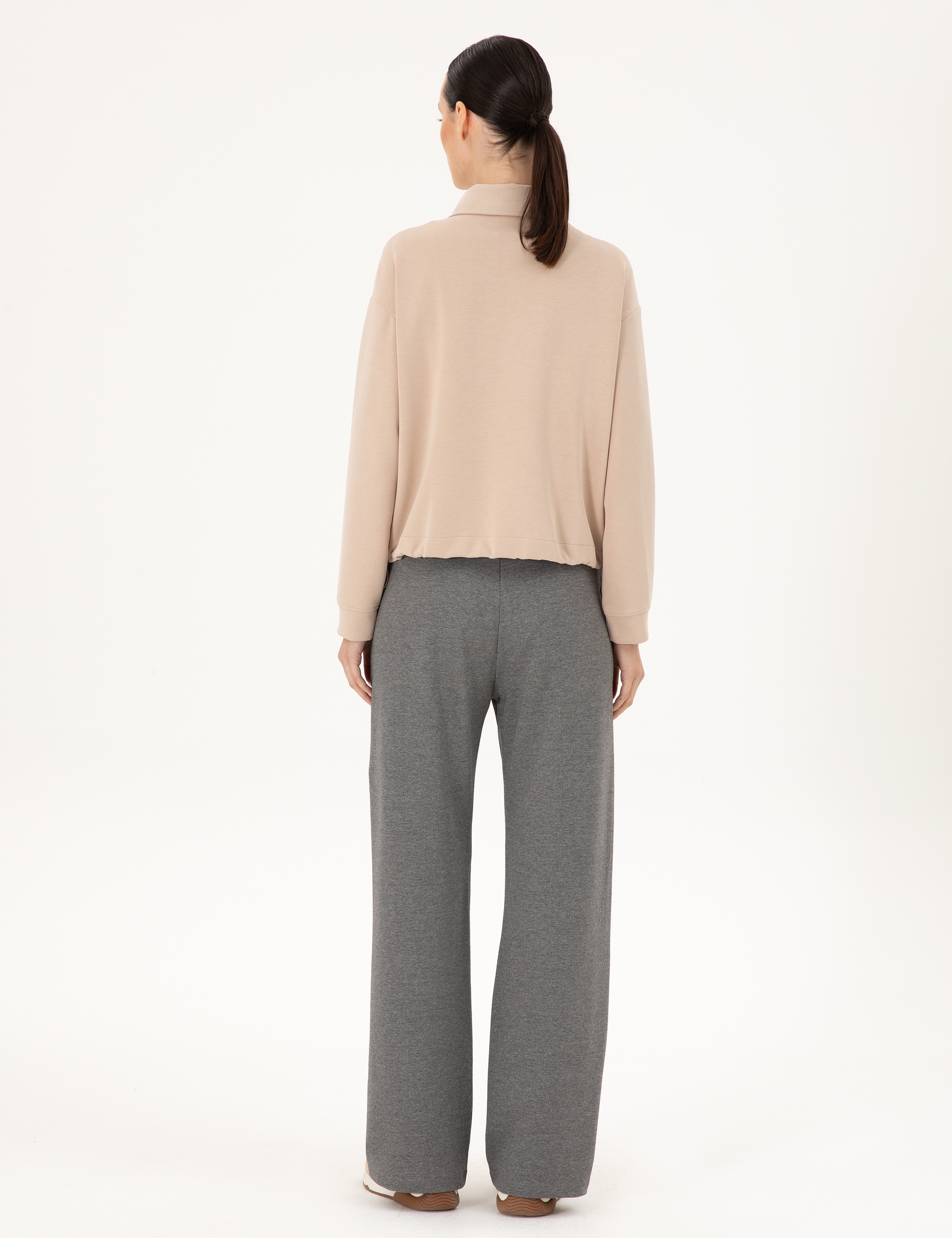 Antrasit Melanj Loose Fit Eşofman Altı - Image 4
