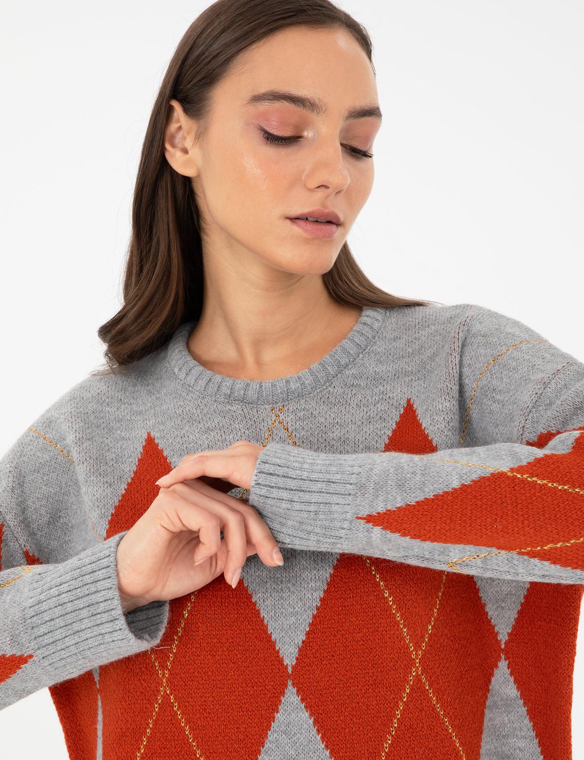 Gri Melanj Comfort Fit Kazak - 50291030012