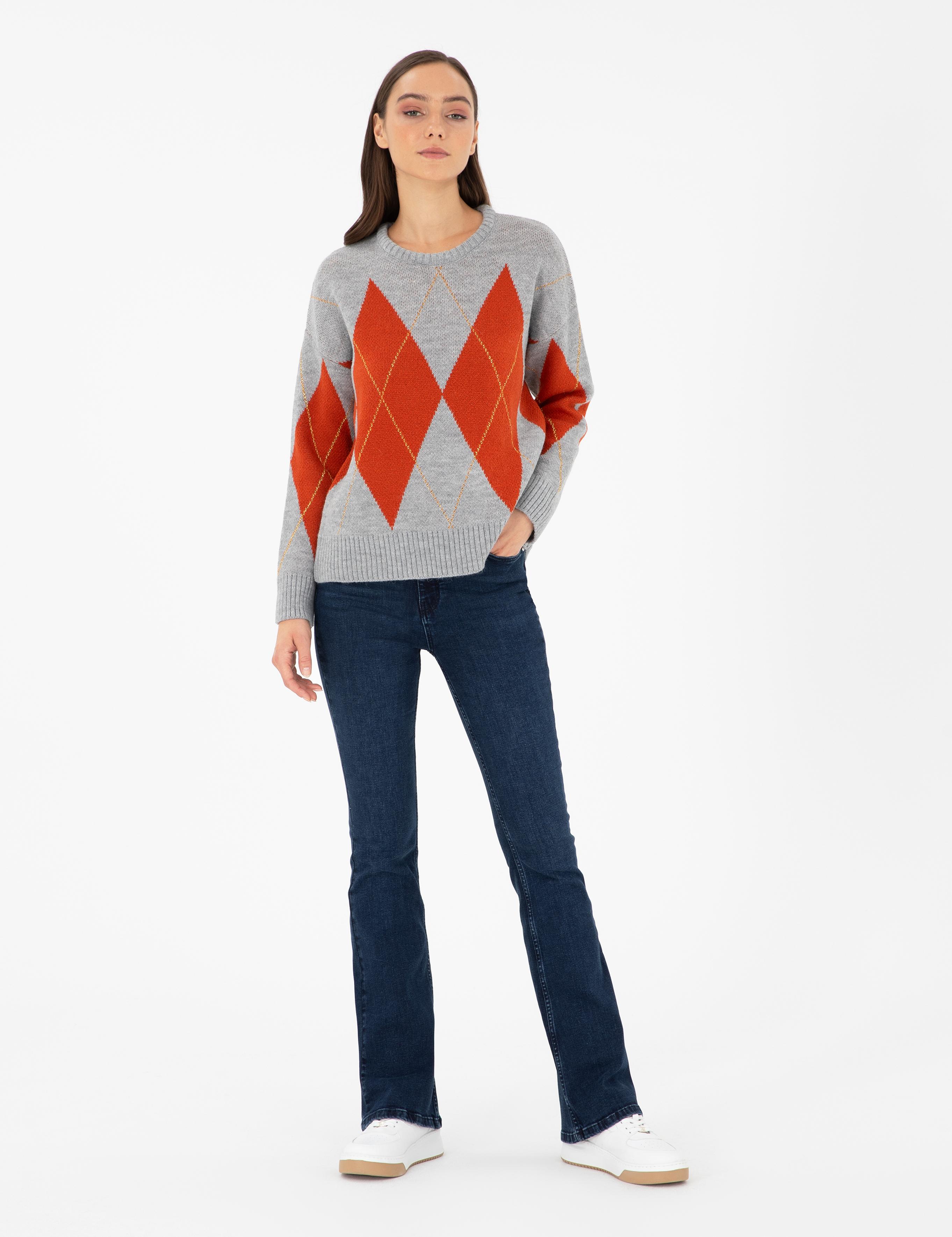 Gri Melanj Comfort Fit Kazak