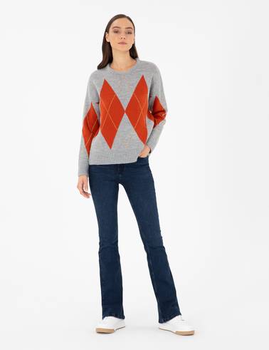 Gri Melanj Comfort Fit Kazak