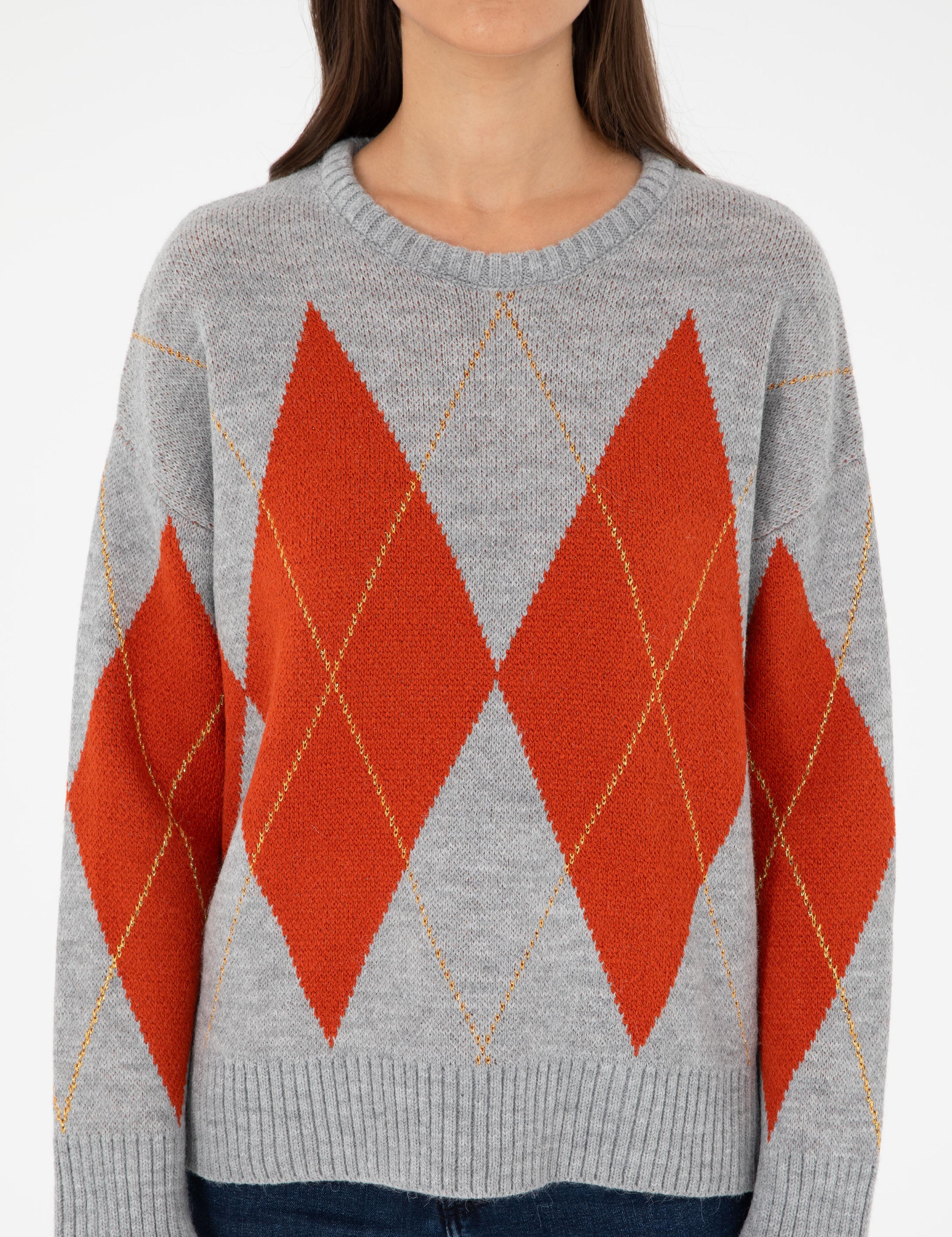 Gri Melanj Comfort Fit Kazak