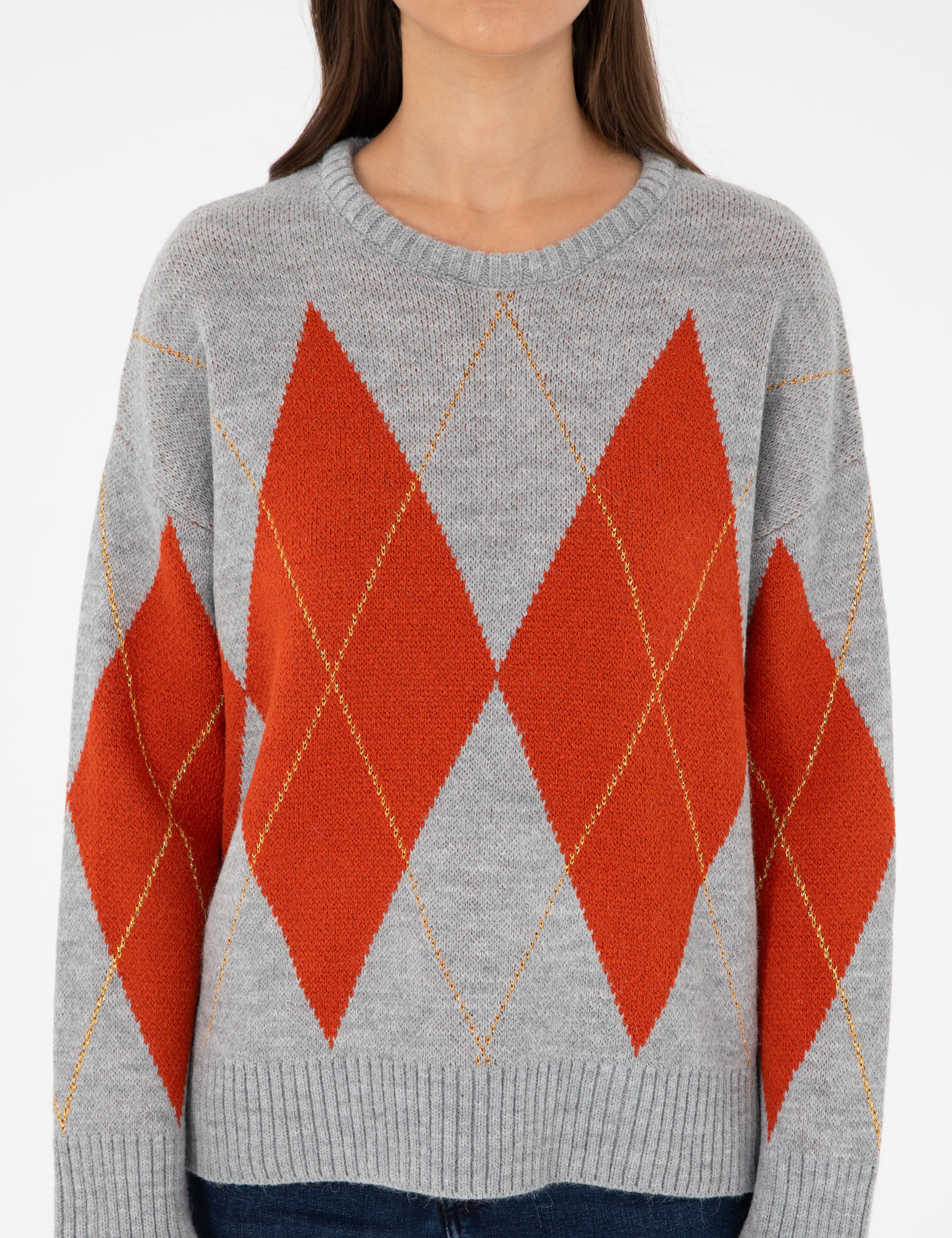 Gri Melanj Comfort Fit Kazak - Image 6