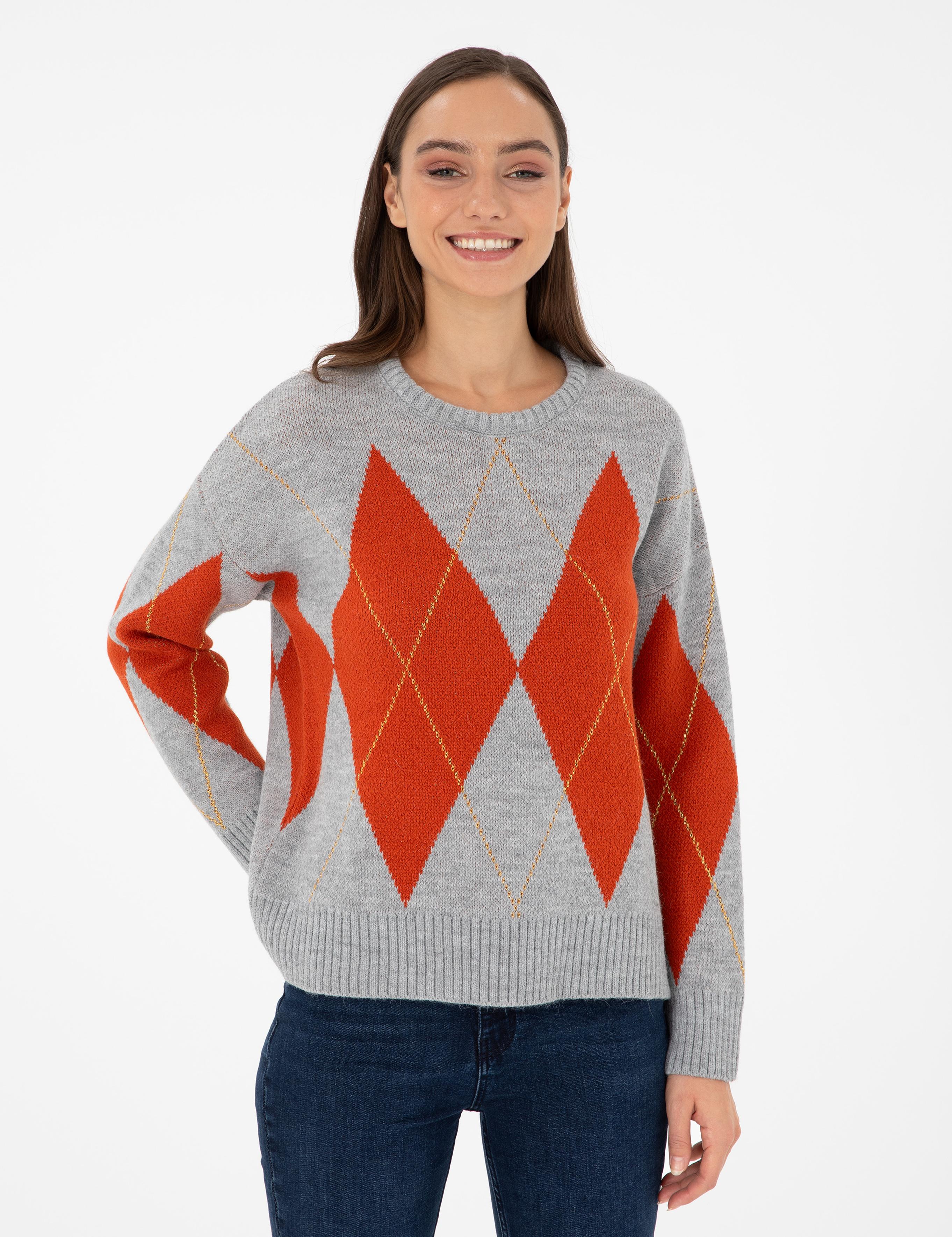 Gri Melanj Comfort Fit Kazak