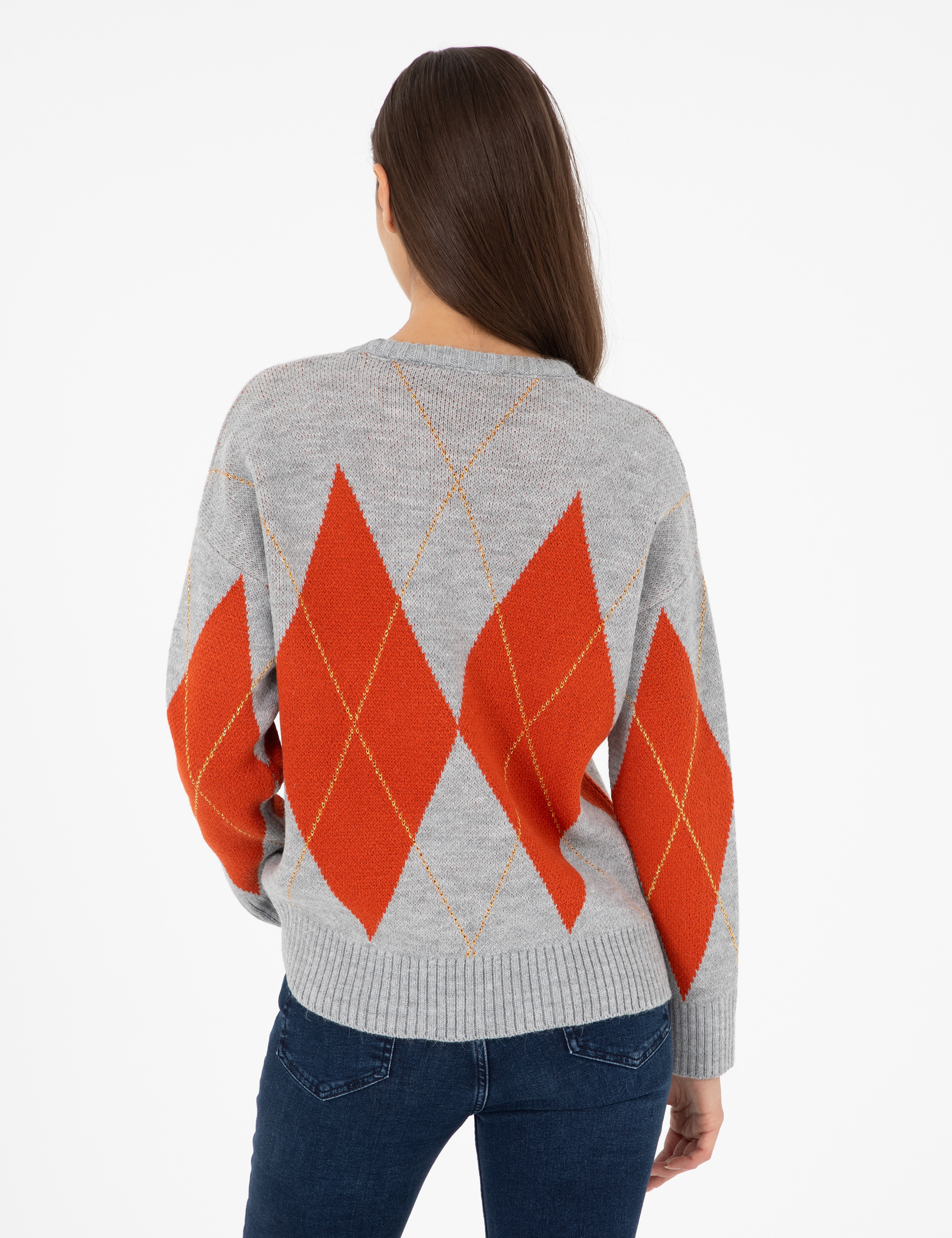 Gri Melanj Comfort Fit Kazak - Image 5
