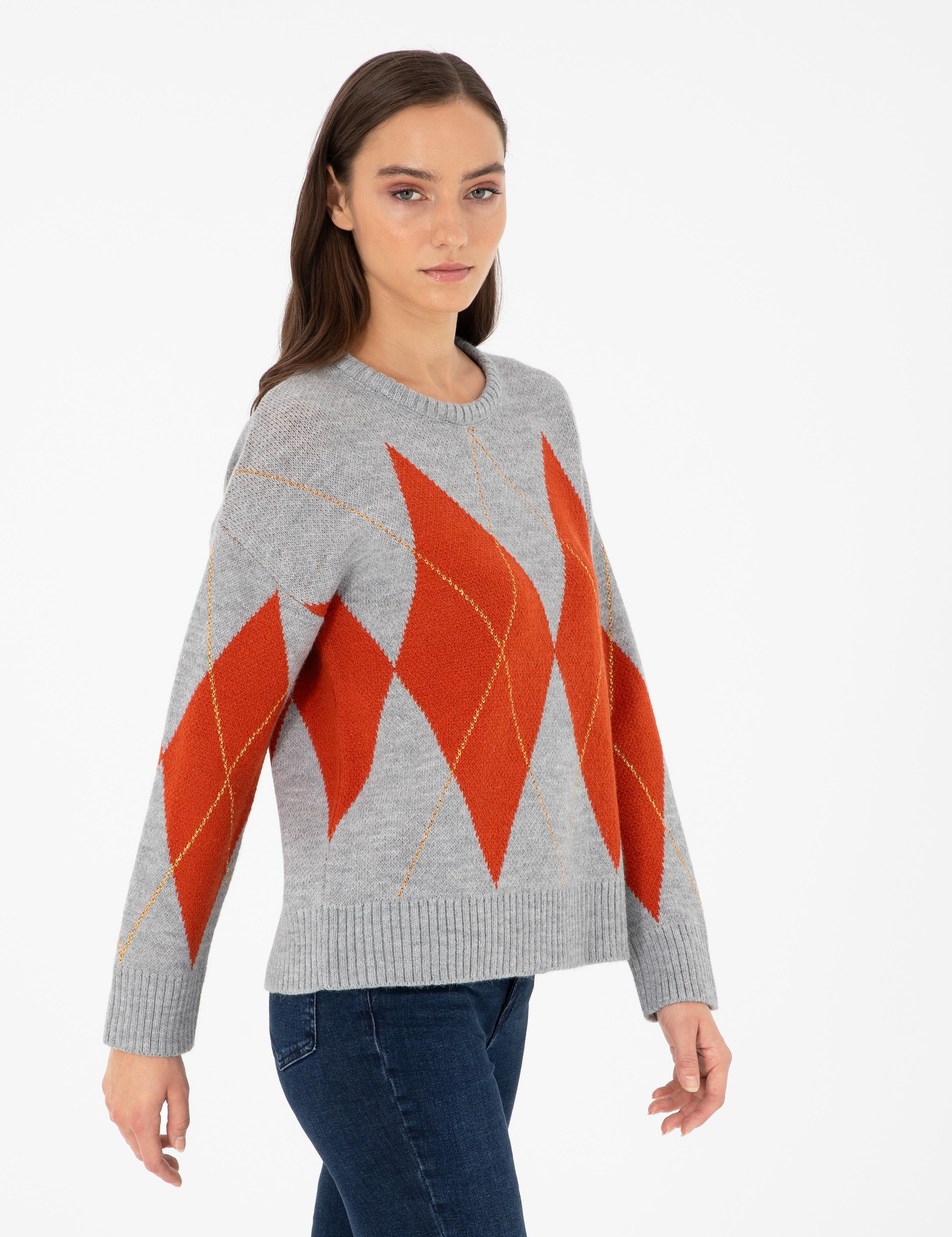 Gri Melanj Comfort Fit Kazak