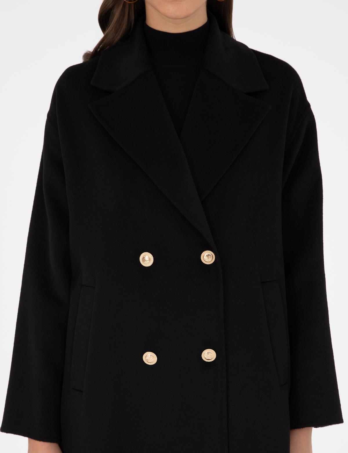 Siyah Kaşe Kaban - 50290348004