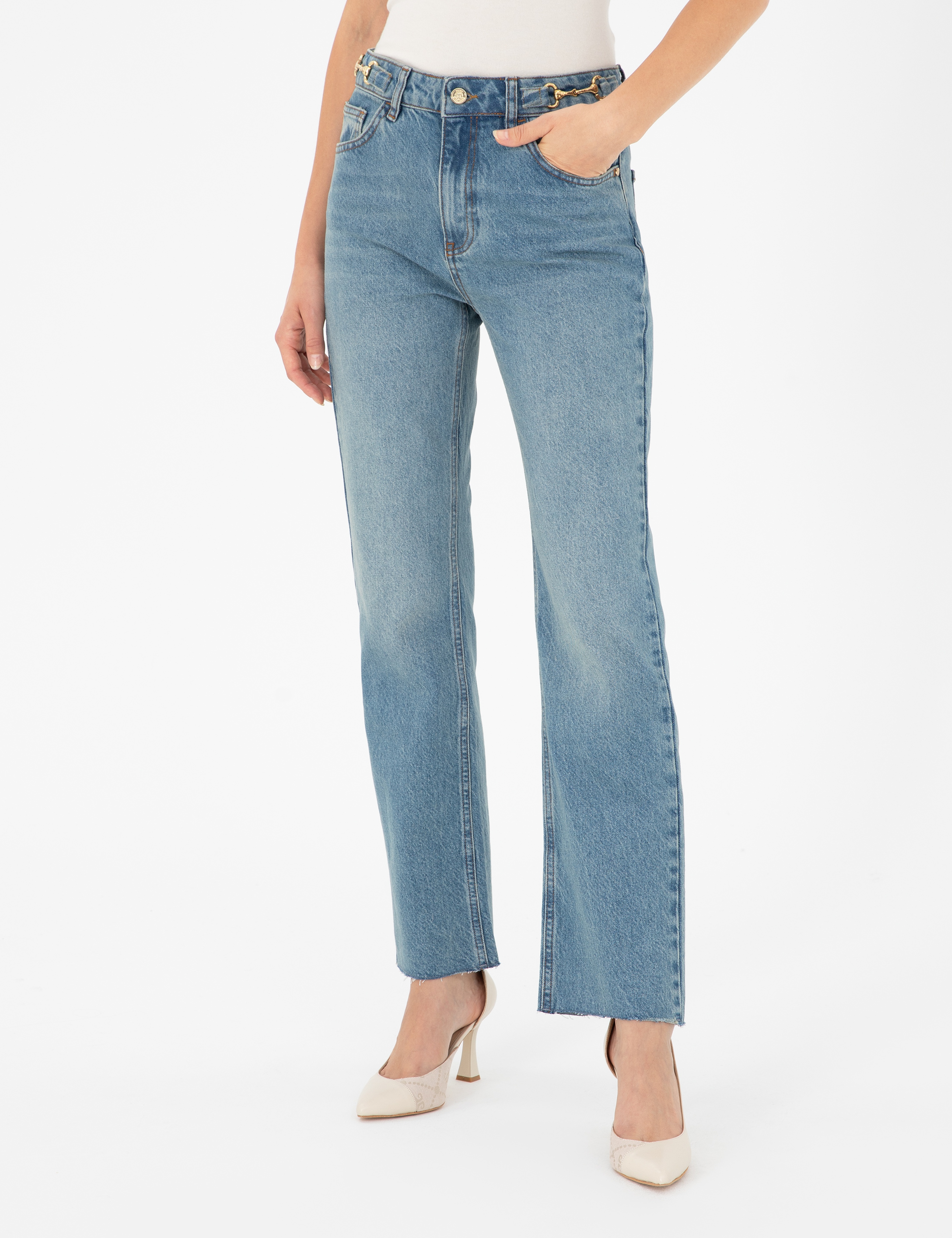 Açık Mavi Straight Fit Jean Pantolon