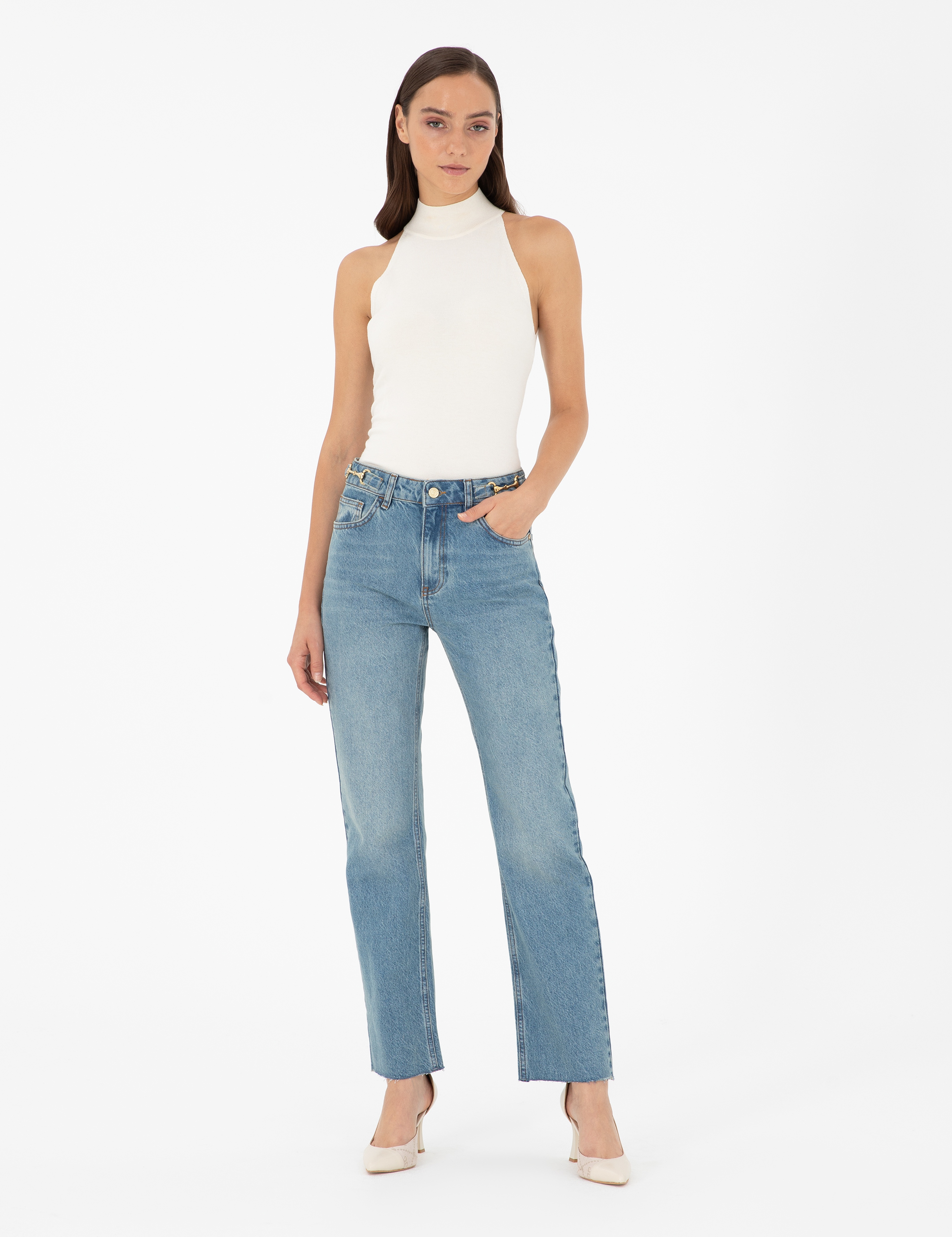 Açık Mavi Straight Fit Jean Pantolon - Image 3