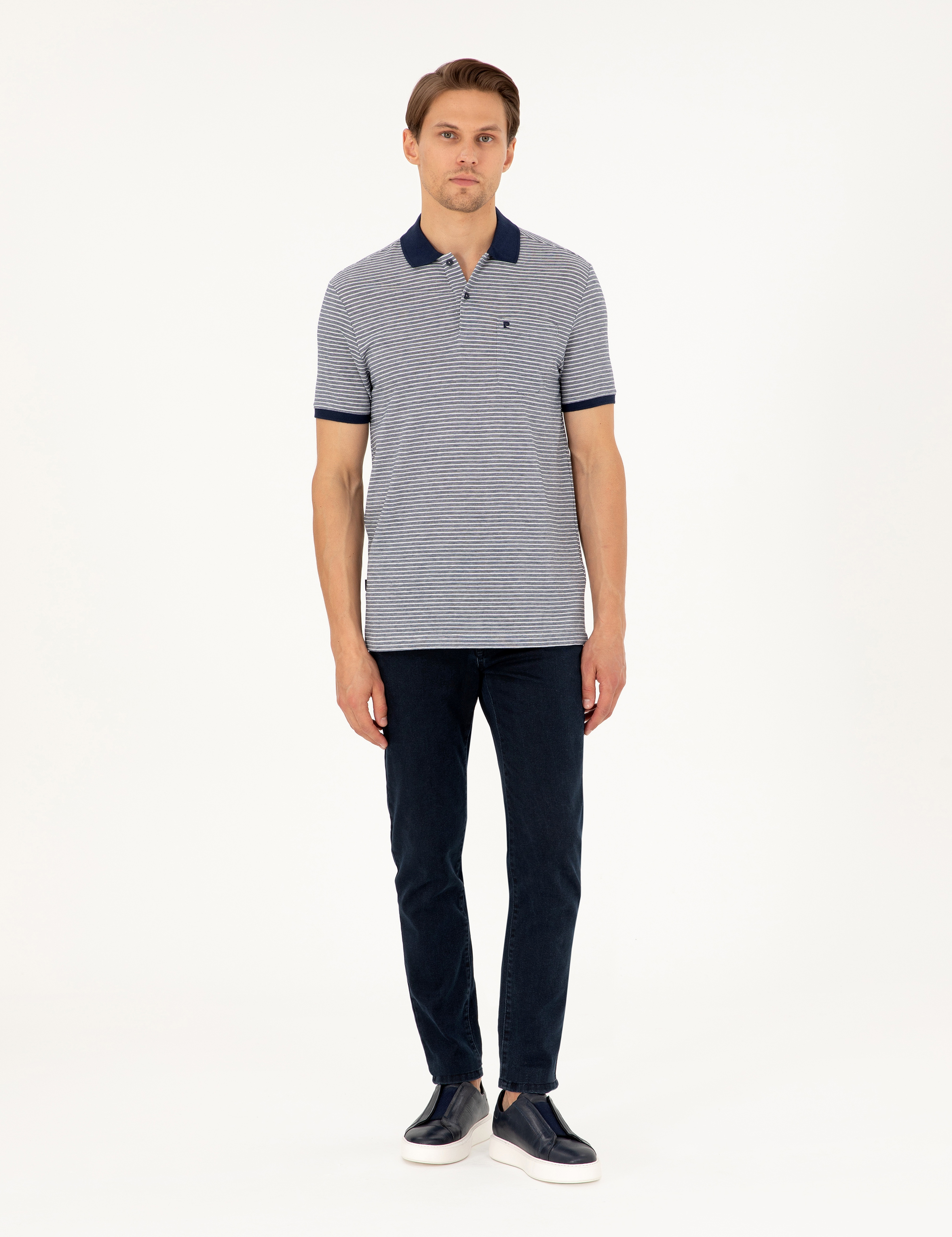 Lacivert Regular Fit Düğmeli Polo Yaka Tişört - Image 4