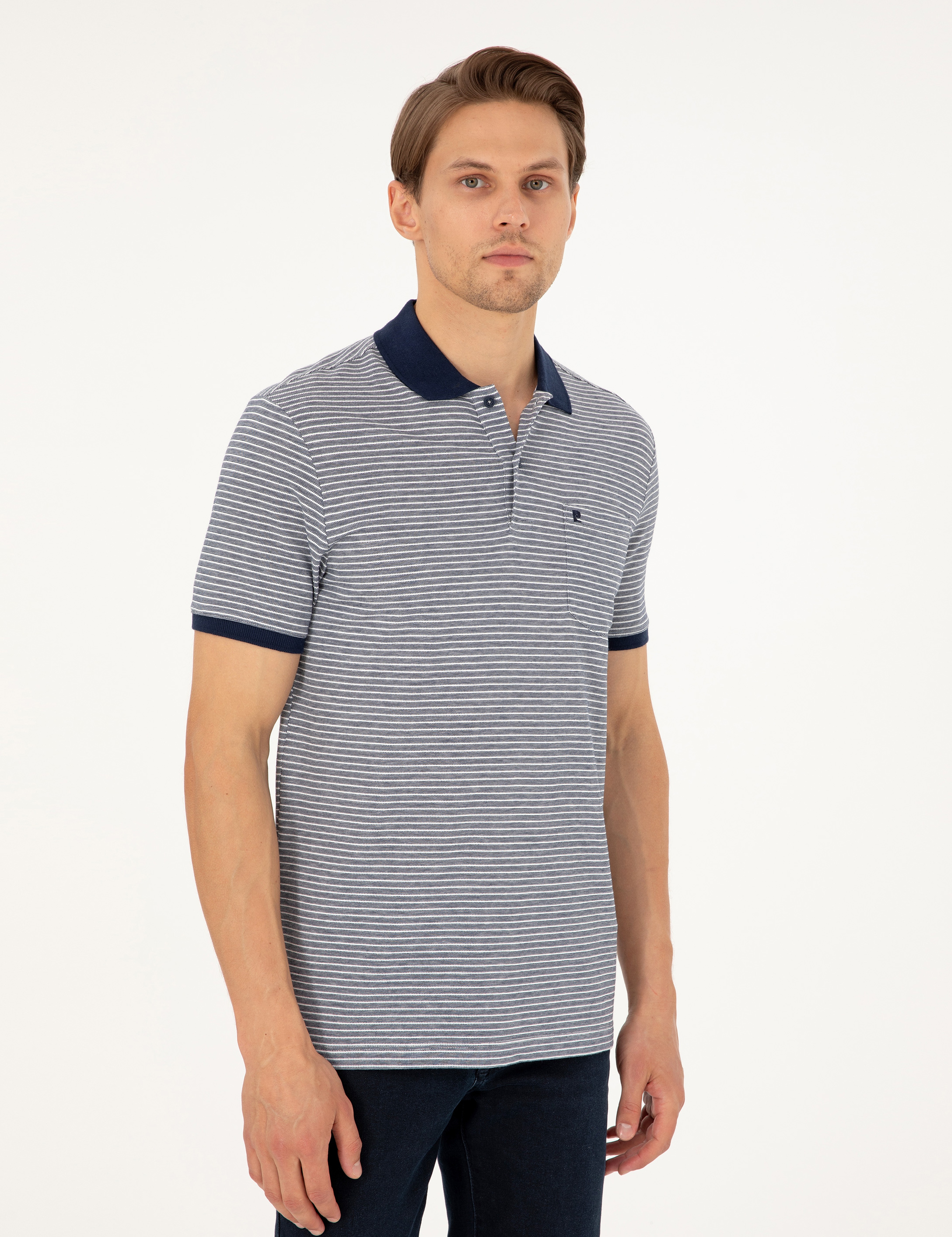 Lacivert Regular Fit Düğmeli Polo Yaka Tişört - Image 3