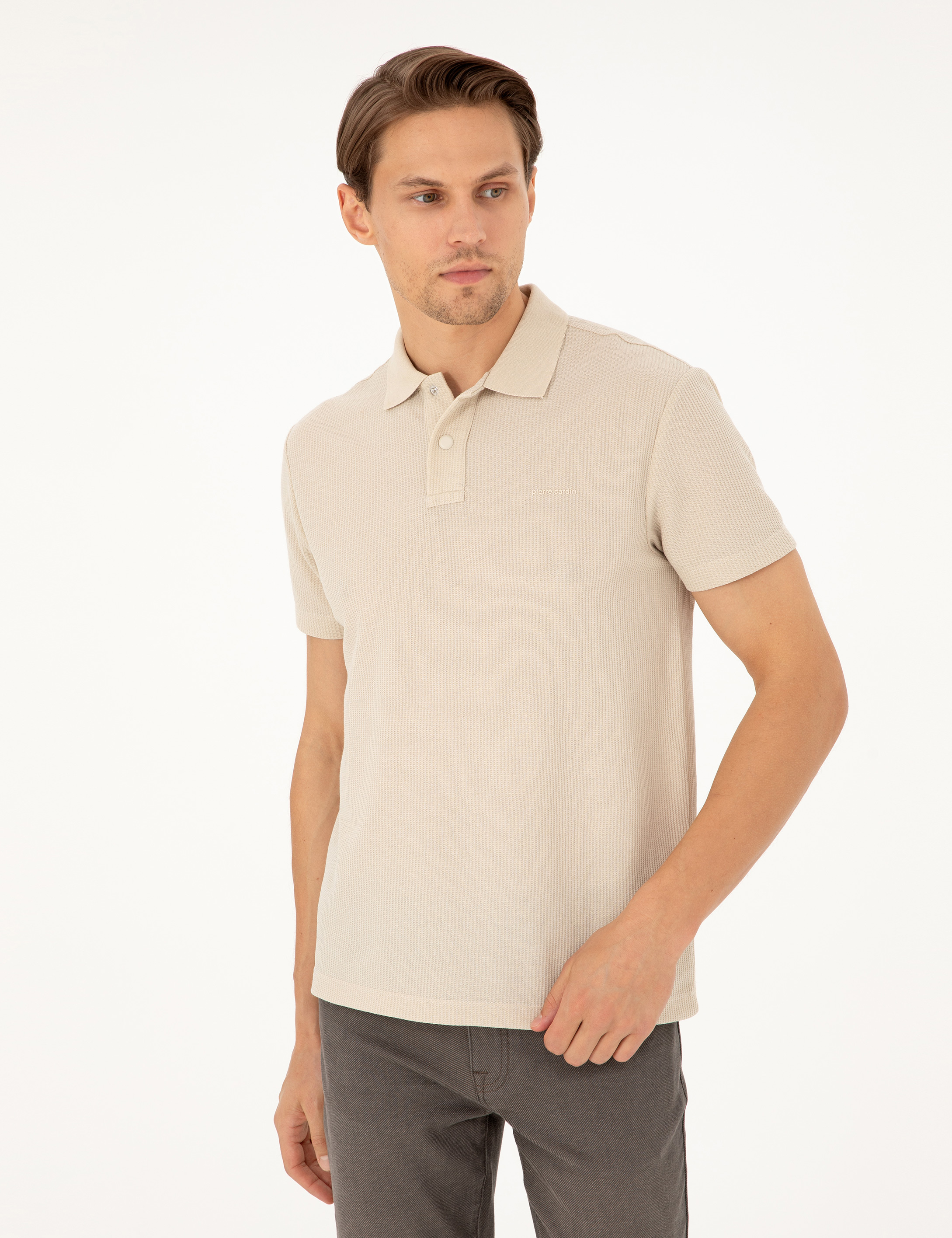 Bej Slim Fit Tişört - Image 3