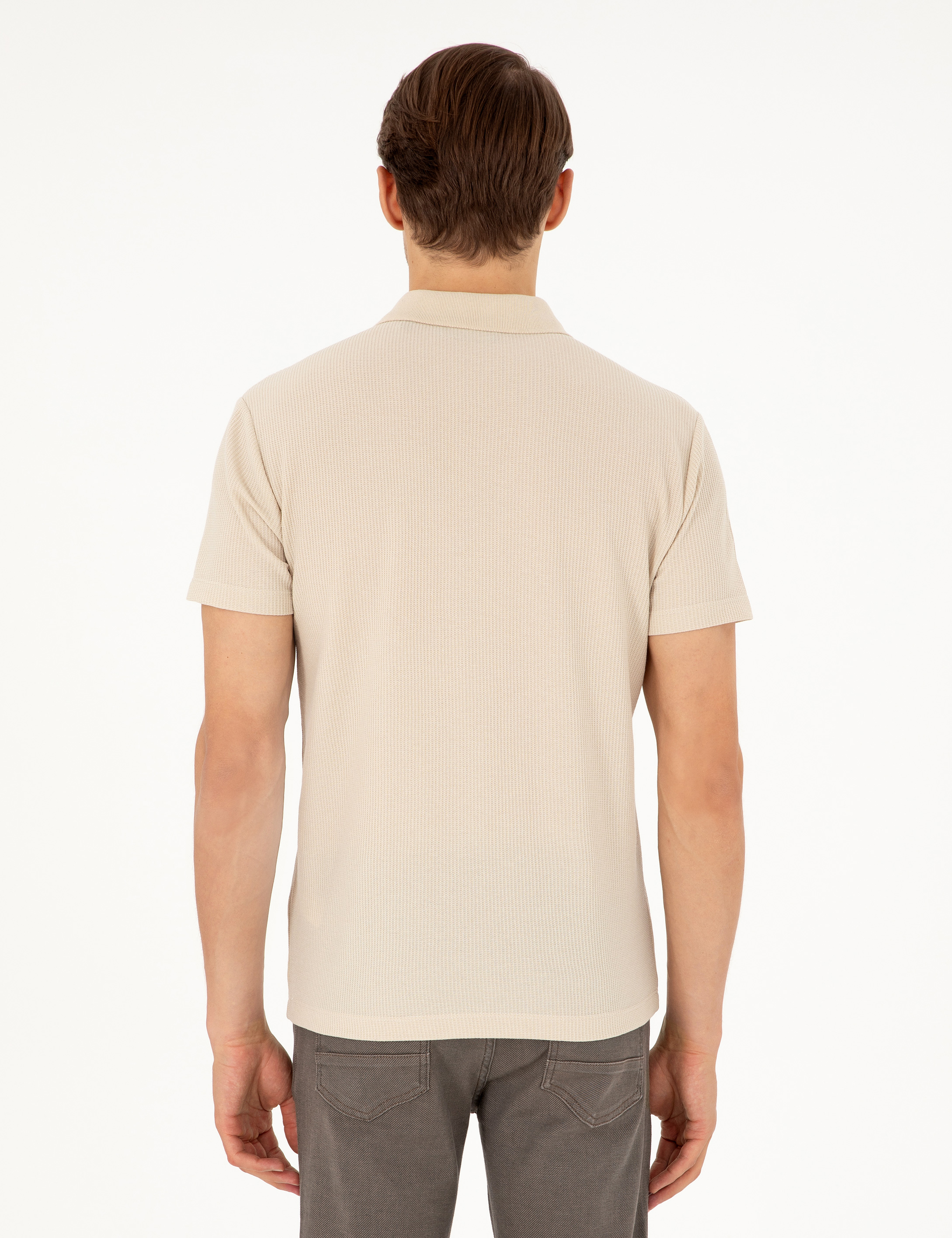 Bej Slim Fit Tişört - Image 5
