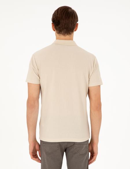 Bej Slim Fit Tişört - 50296569023