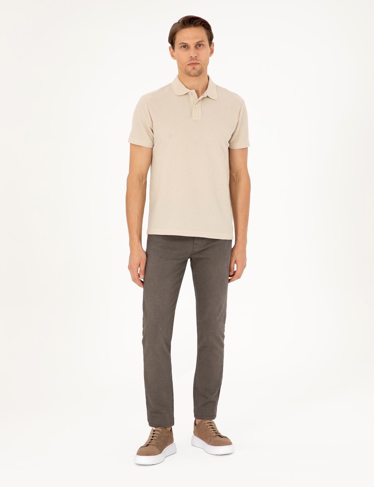 Bej Slim Fit Tişört - 50296569023